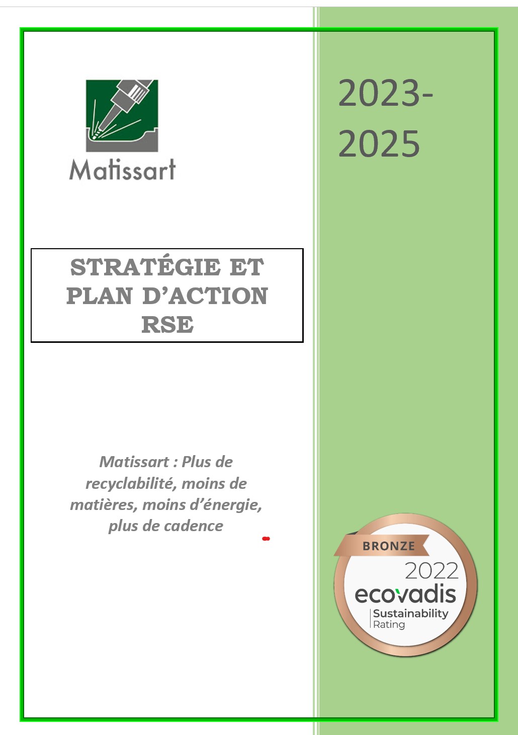 Image de la première de couverture du plan d'action RSE et stratégie MATISSART pour les années 2023 à 2025